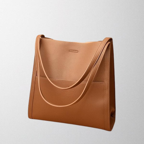 Valérie - Solid colour simple genuine leather shoulder bag