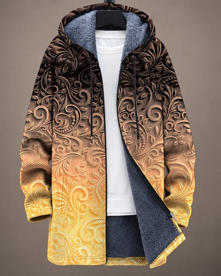 Aurelia | Golden Scroll Hooded Jacket