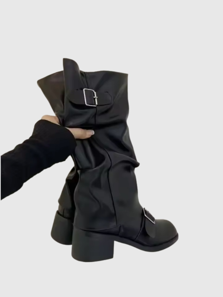 ISOLDEIA | PLATFORM LEATHER BOOTS WITH STRAPS