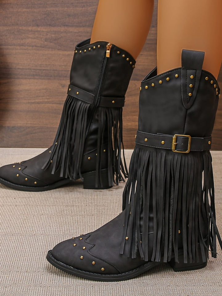 AURELIA | RETRO WESTERN BOOTS WITH POINTED TOE AND TASSELS