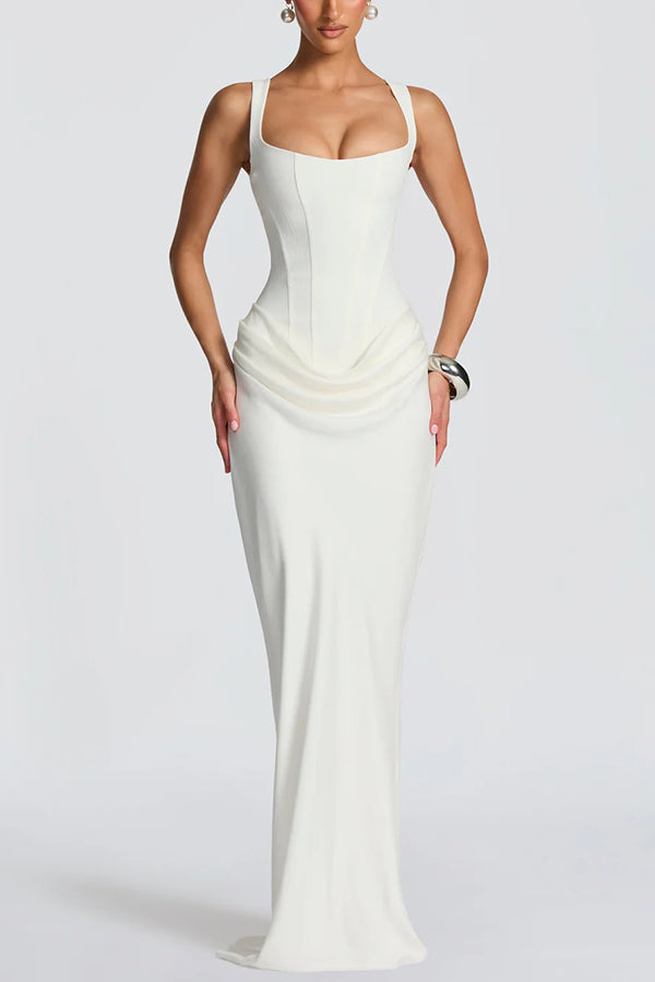 Eleonore | Square-neck satin maxi dress