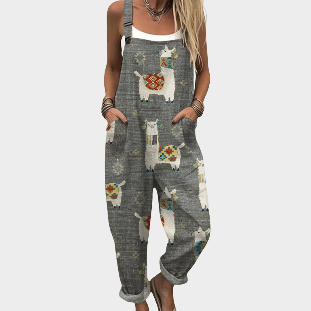 Jumpsuit — Llamas, grey