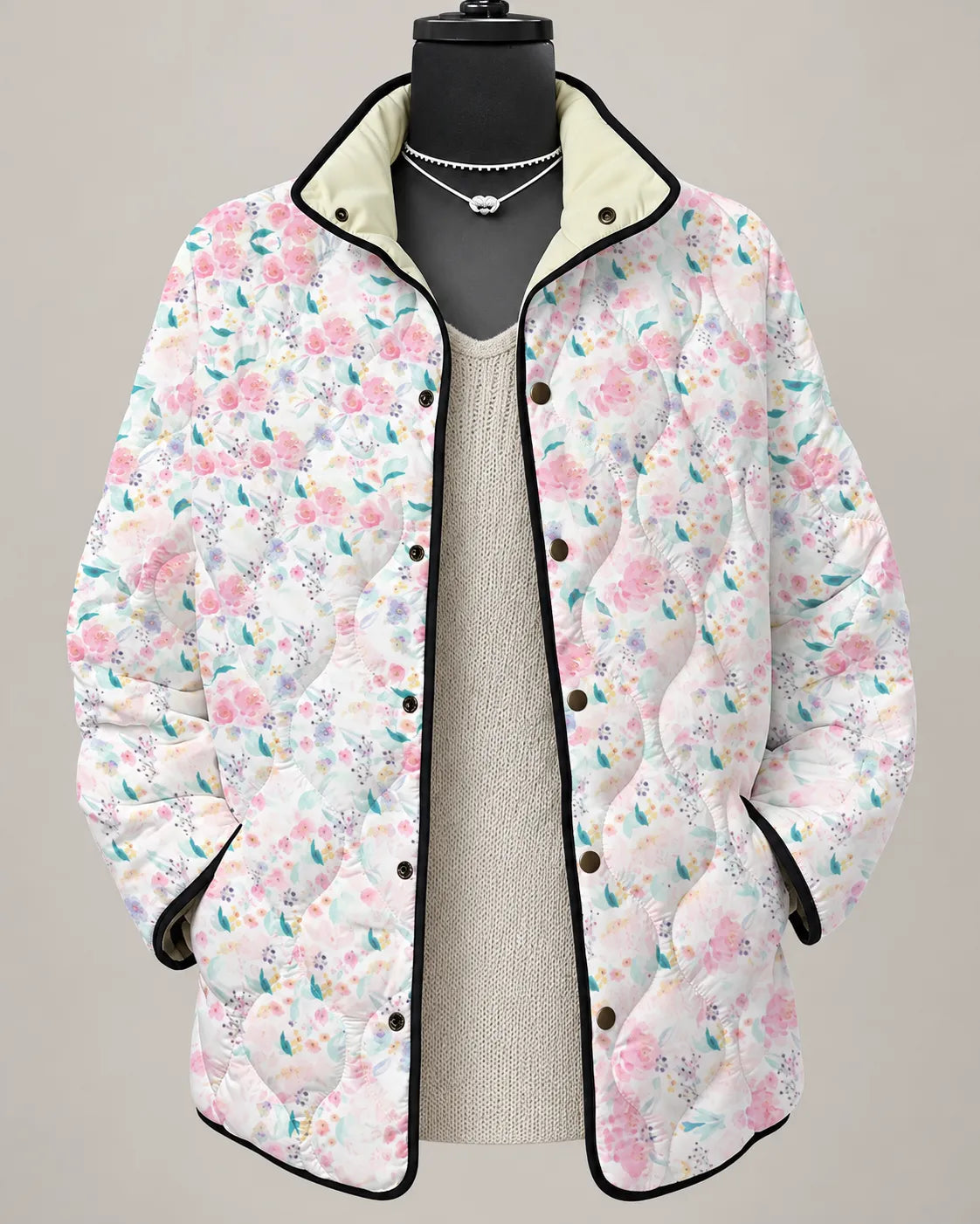 Eliana | Soft Garden Floral Quilted Jacket