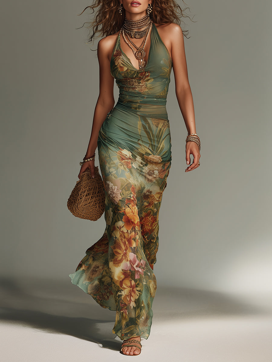 Shantoria | Floral mesh maxi dress