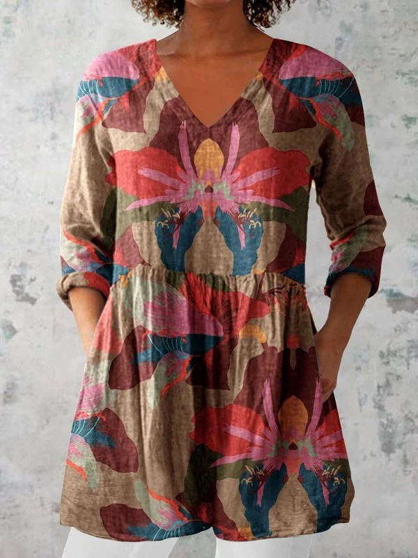 Sarah | Long-line V-neck blouse