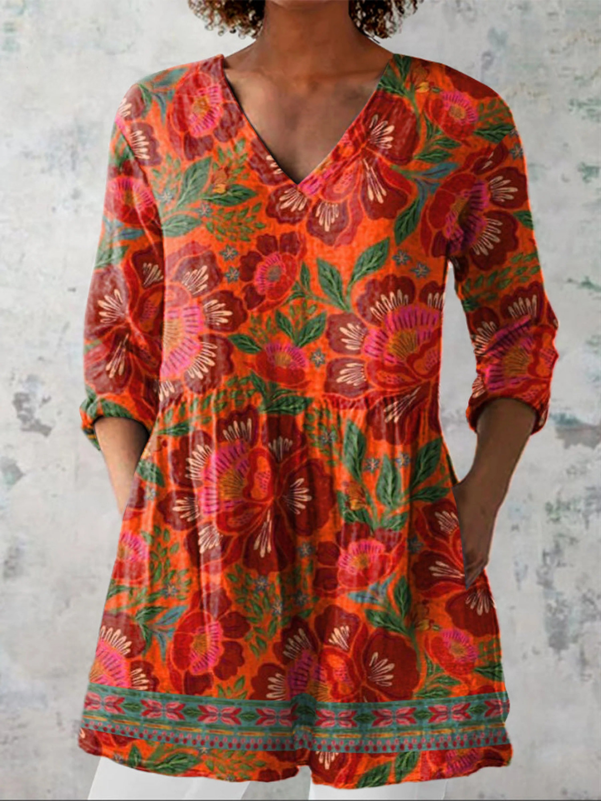Marie | Long-line V-neck blouse