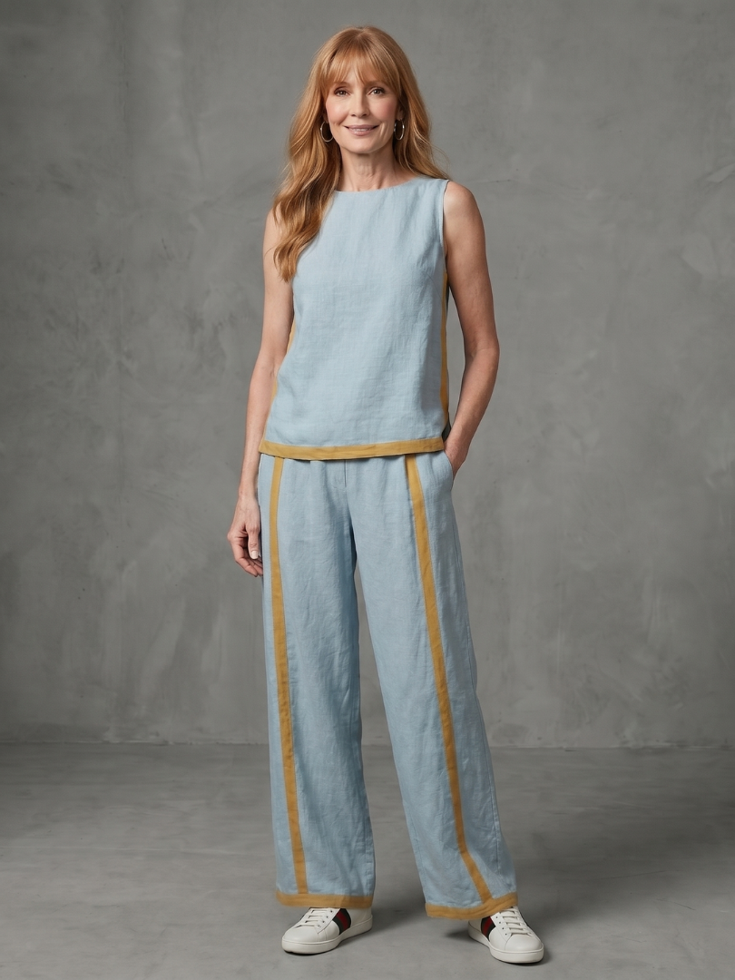 Inara | Sleeveless top and contrast wide-leg pants