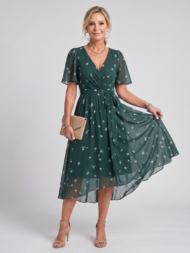 Mirabel | Ruffle-sleeve midi dress with floral print