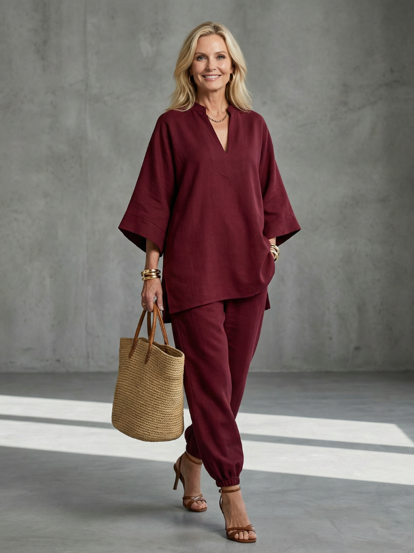 Georgiana | V-neck tunic and gathered pants
