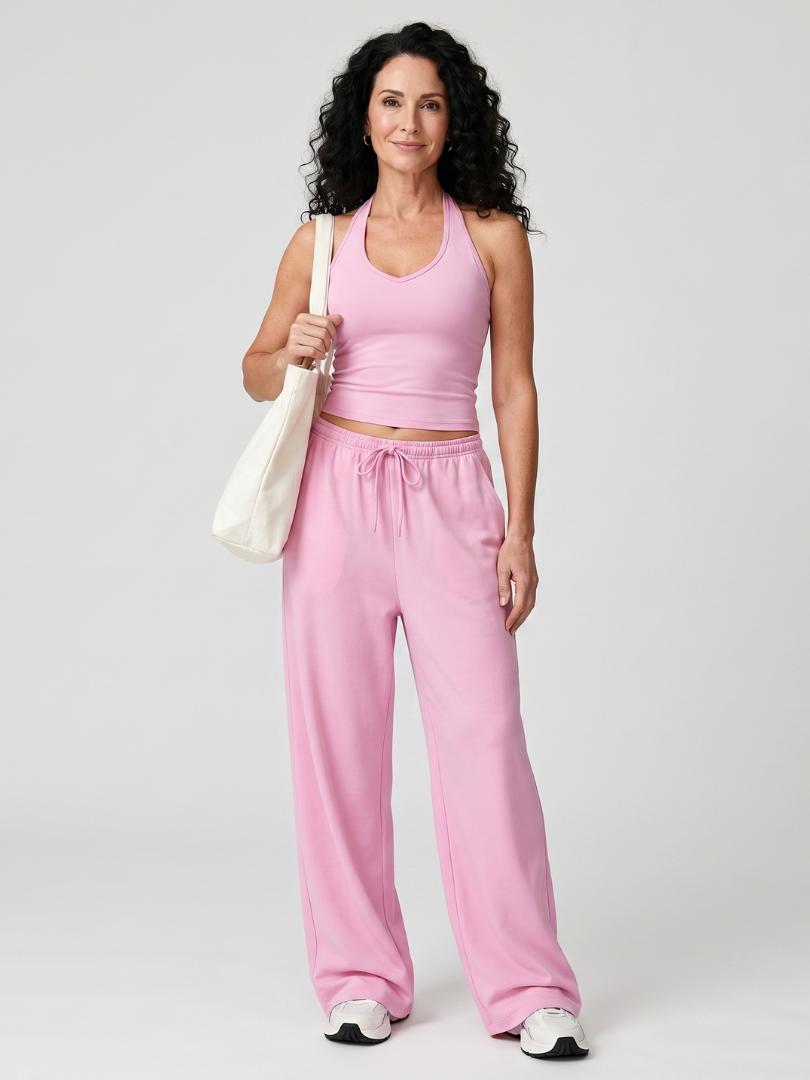 Helena | Sleeveless round-neck top and wide-leg pants set