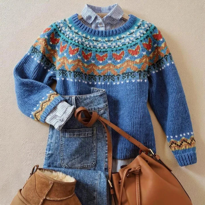 Signe | Denim Blue Nordic Sweater