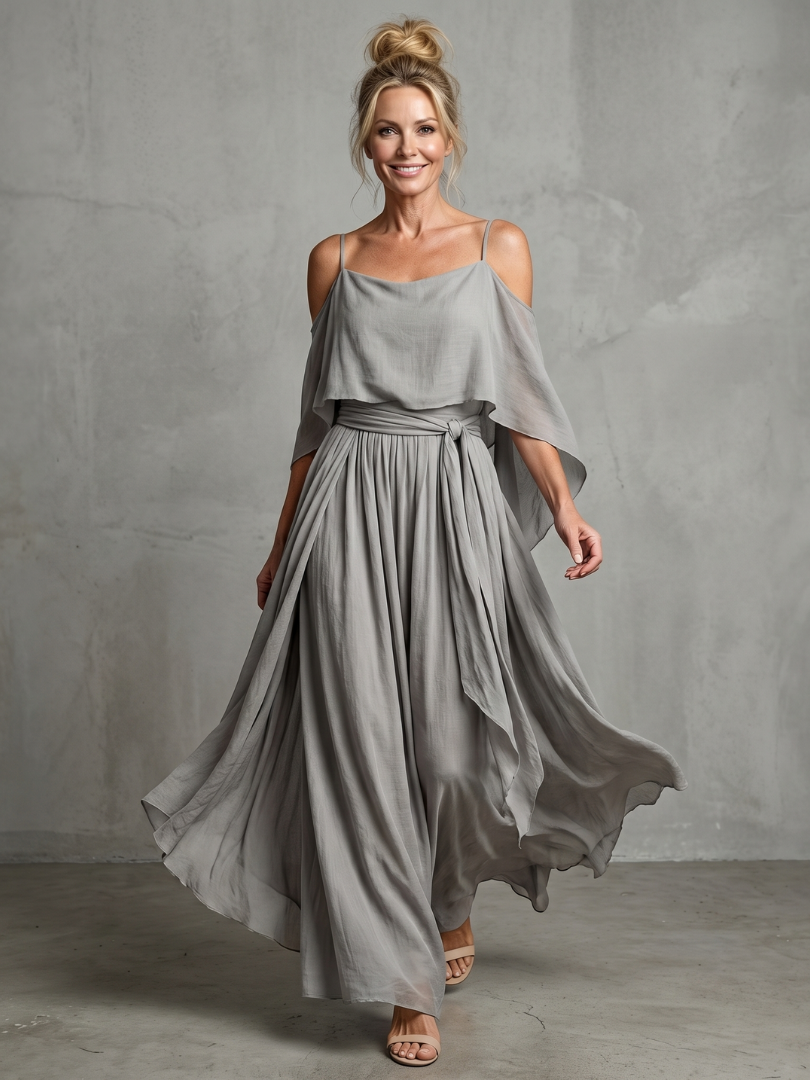 Marisol | Layered off-shoulder top and wide-leg pants