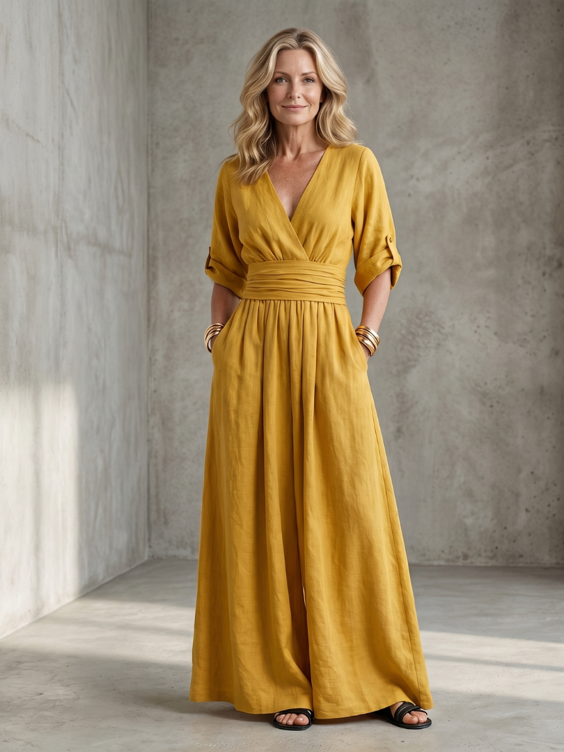 Wanda | Wrap-front wide-leg jumpsuit