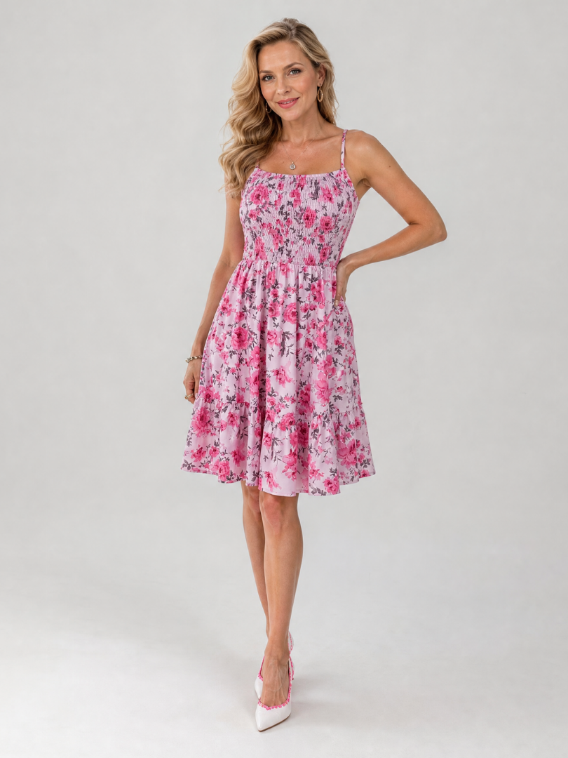 Rosabelle | Floral midi dress with fine straps