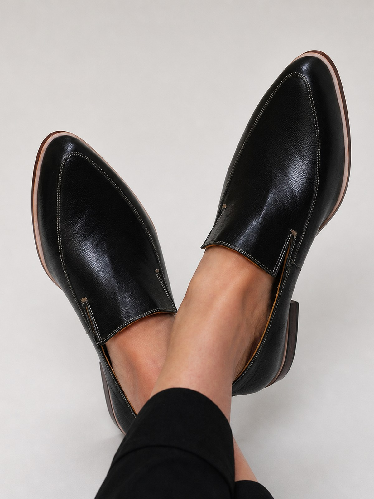 Sophia | Black patchwork loafers