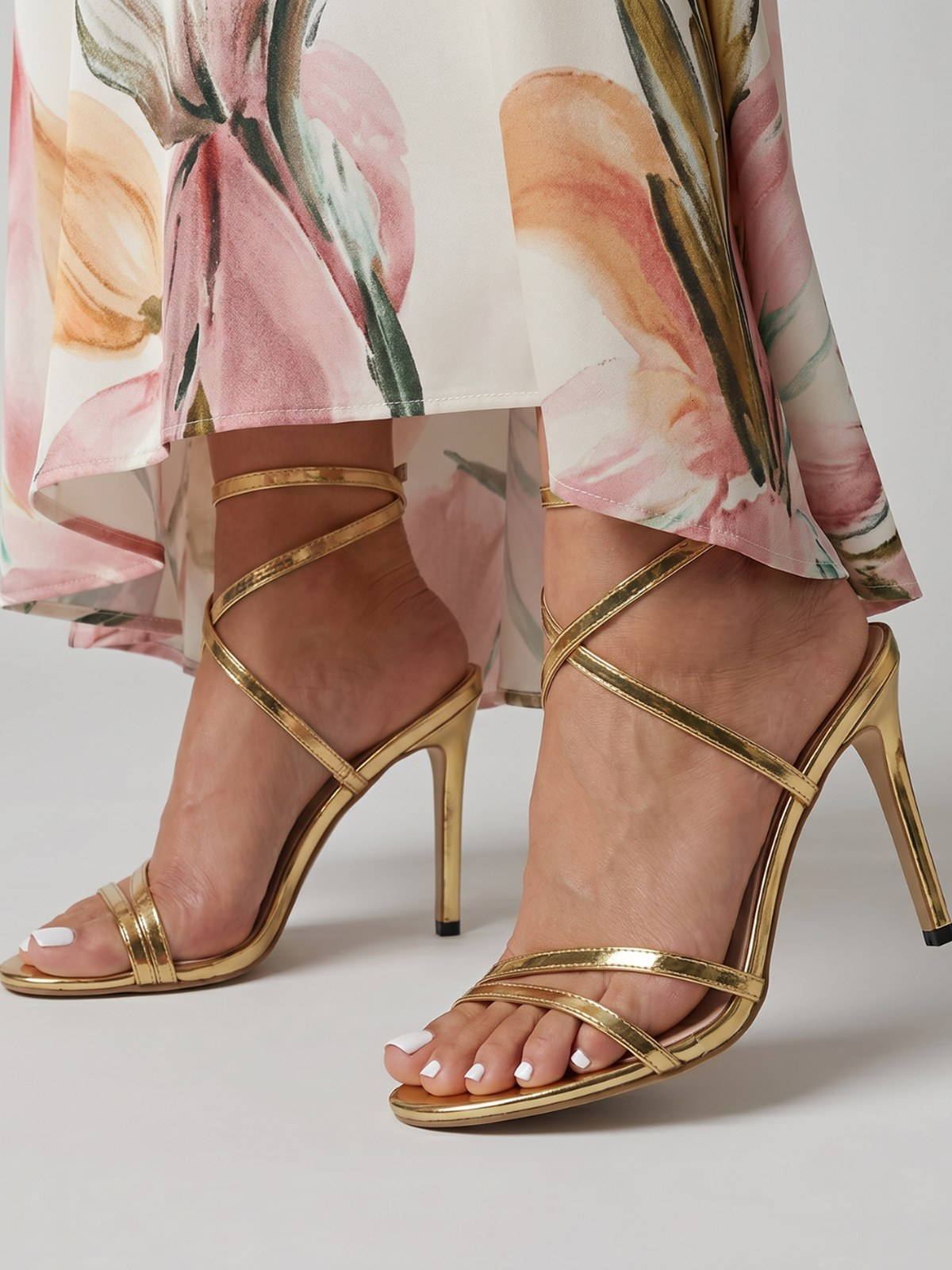 Isolde | Stiletto sandals with metallic wrap straps