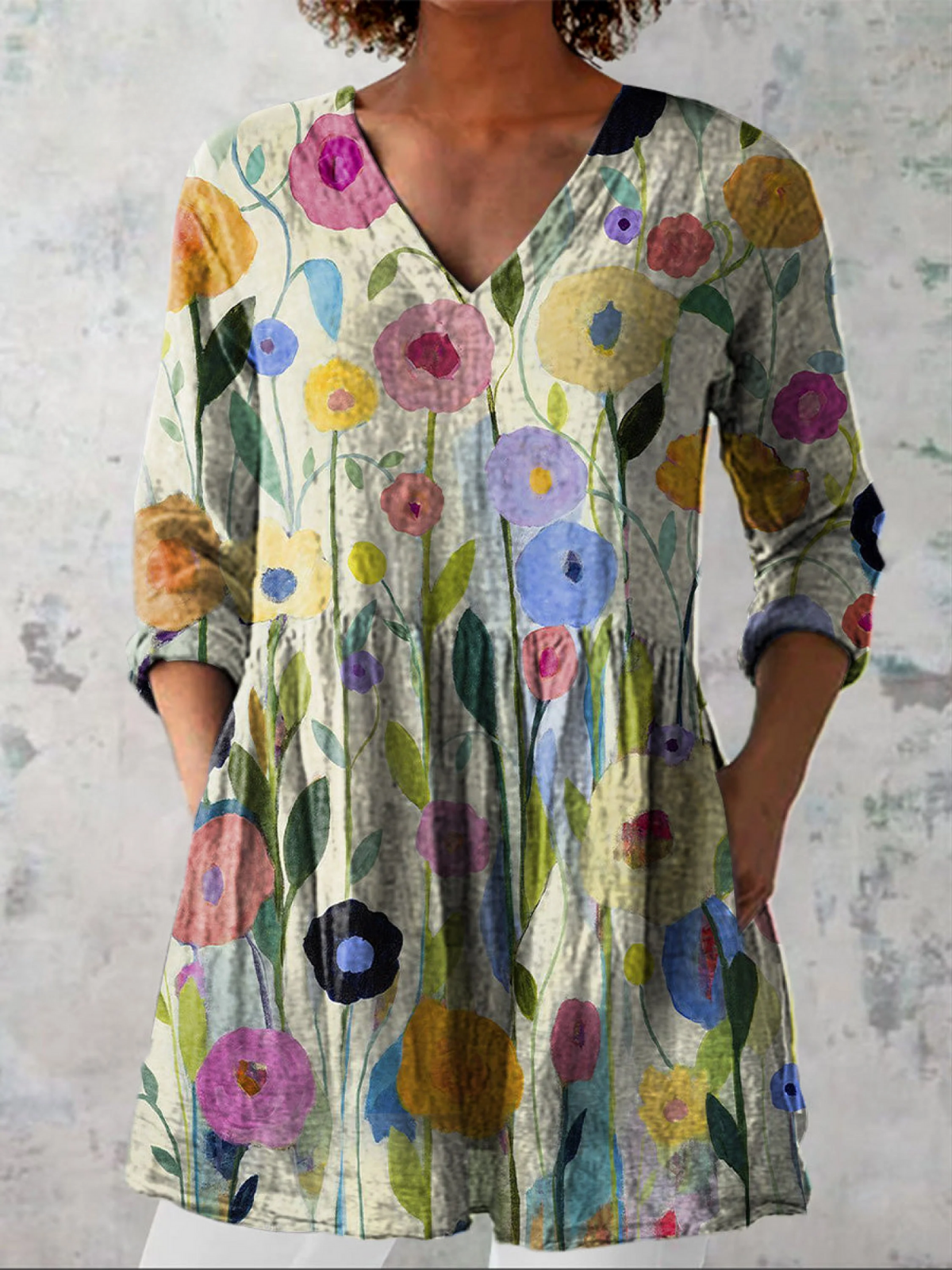 Louisa | Long-line V-neck blouse