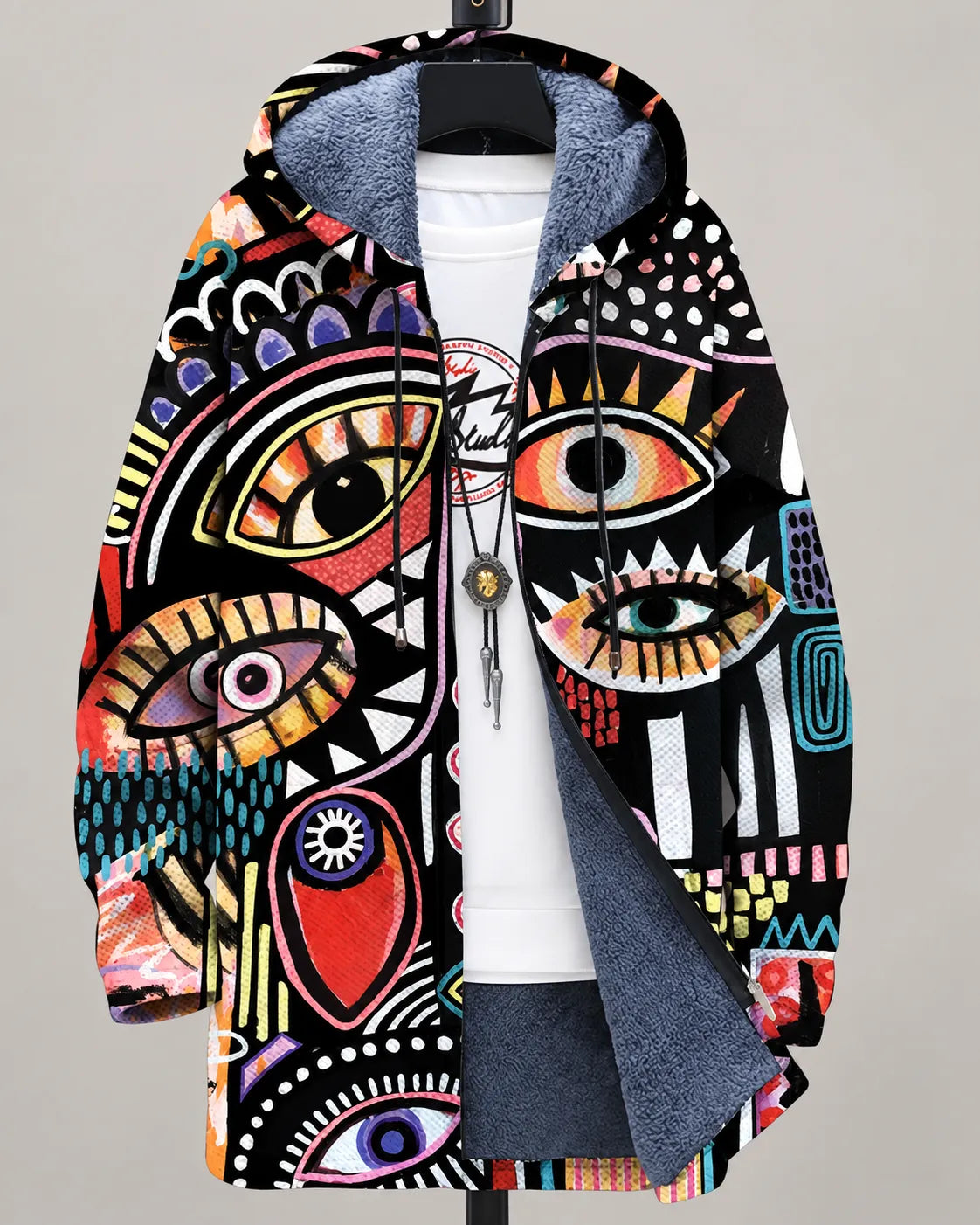 Elara | Artistic Eye-Print Hooded Jacket