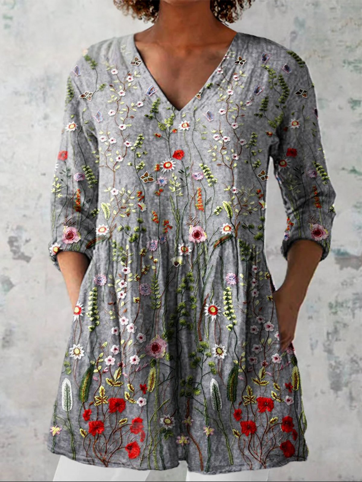 Amelia | Long-line V-neck blouse