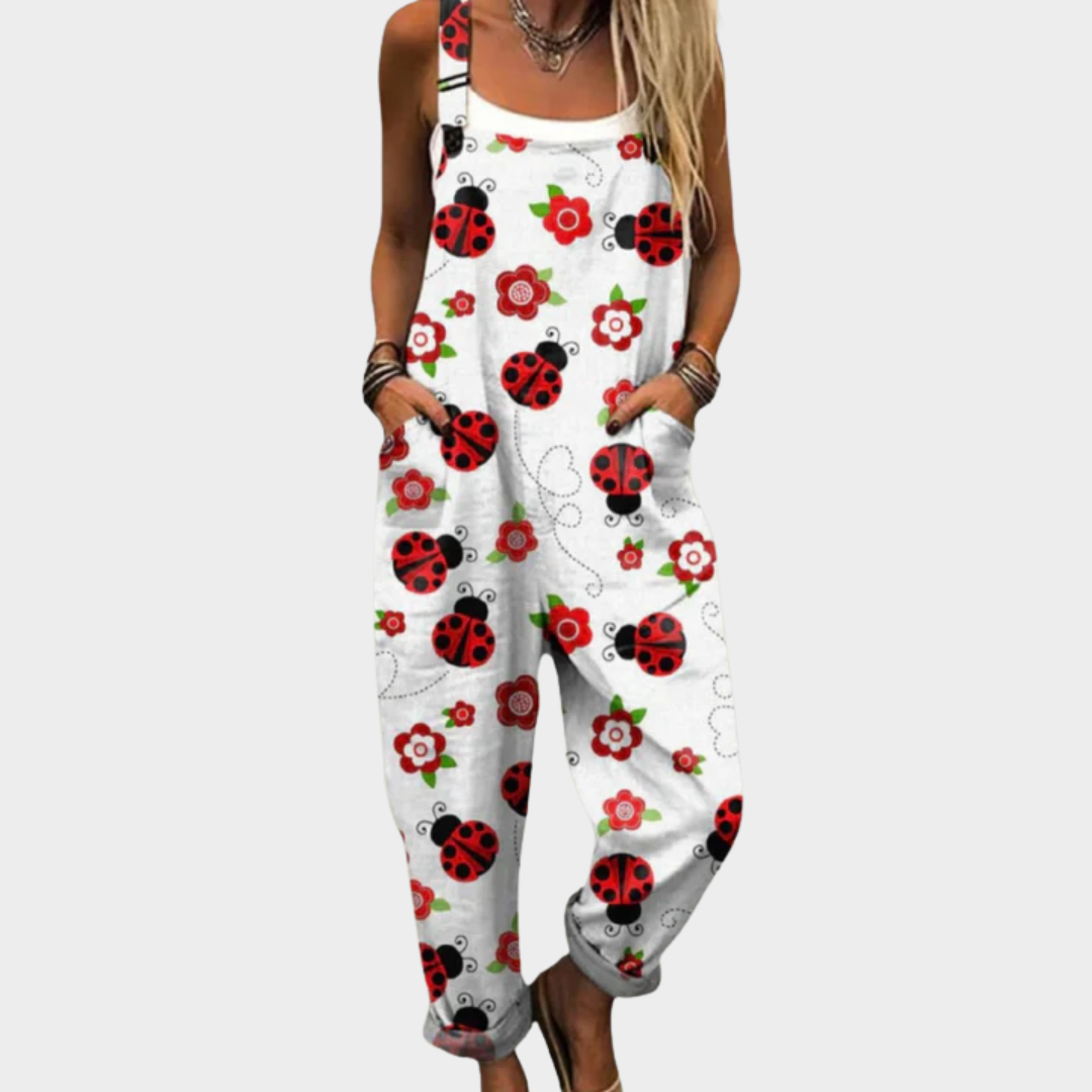 Jumpsuit — Ladybirds and flowers