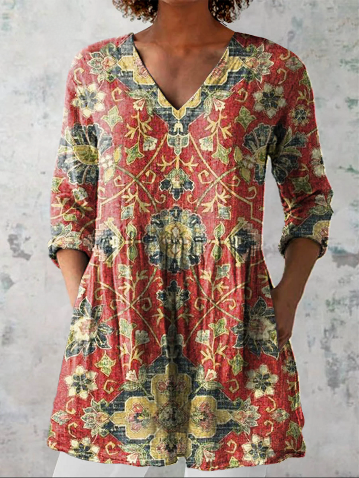 Lena | Long-line V-neck blouse