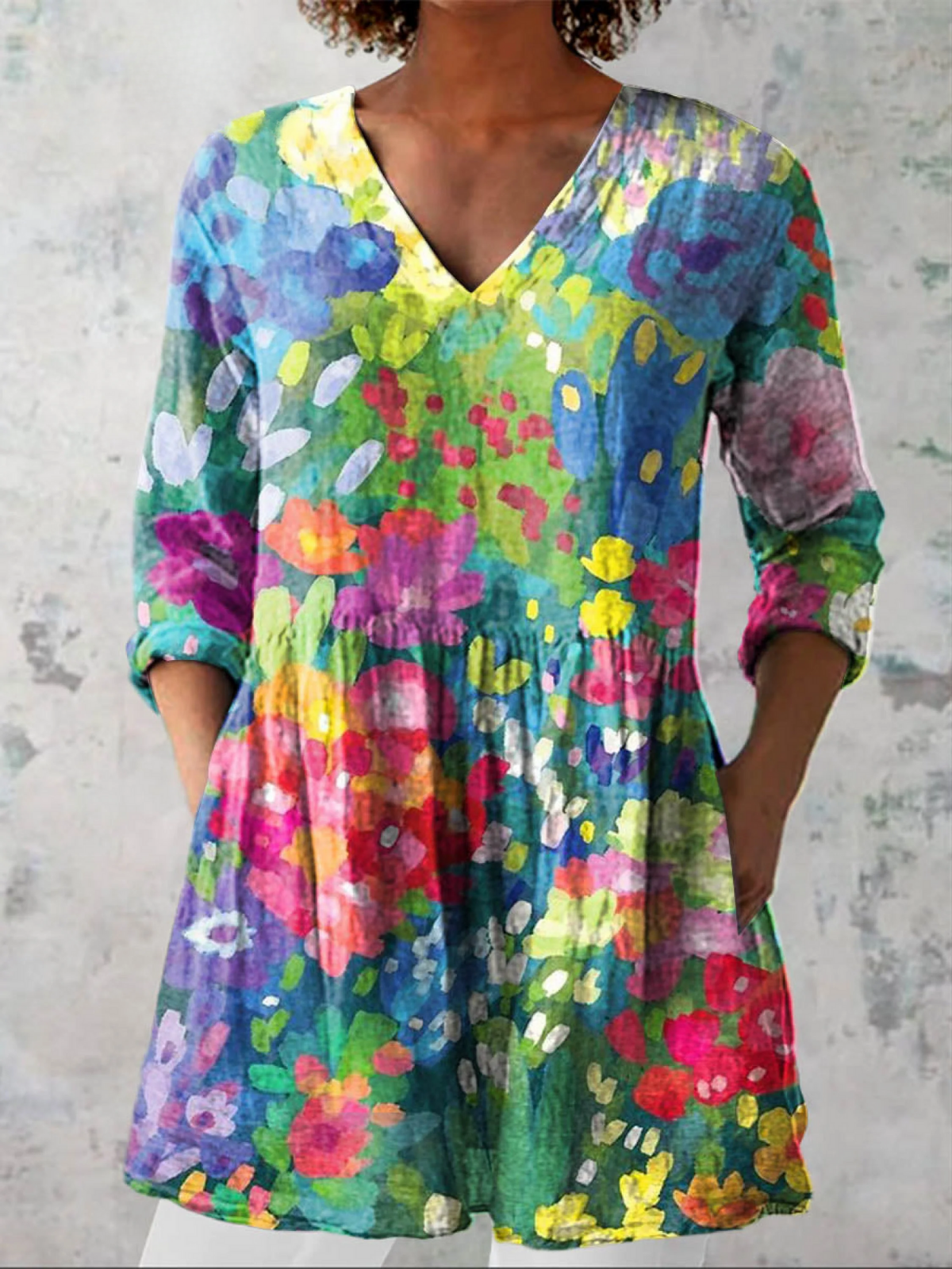 Martha | Long-line V-neck blouse