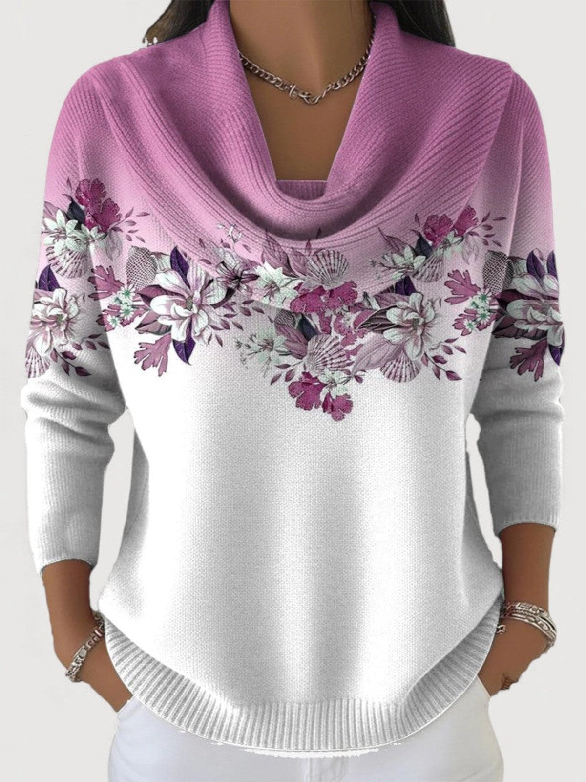Aurora | Floral roll-neck sweater