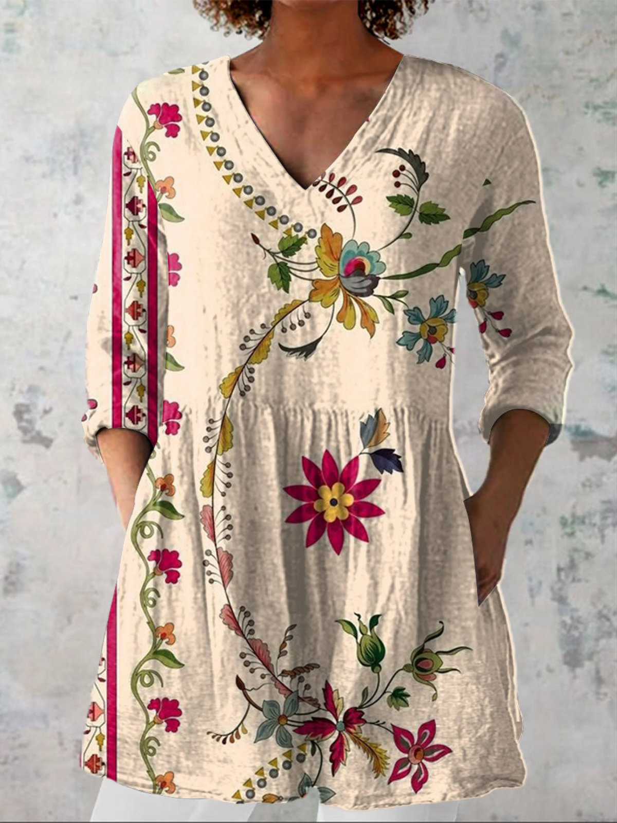 Laura | Long-line V-neck blouse