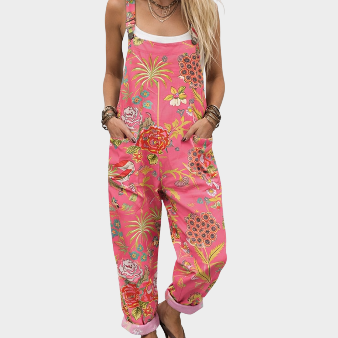 Jumpsuit — Tropical flowers, pink