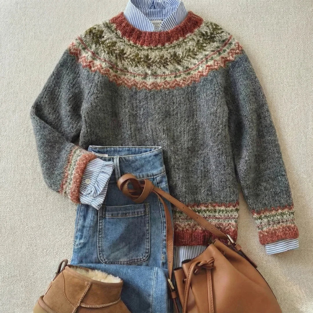 Britt | Rust Fair Isle Sweater