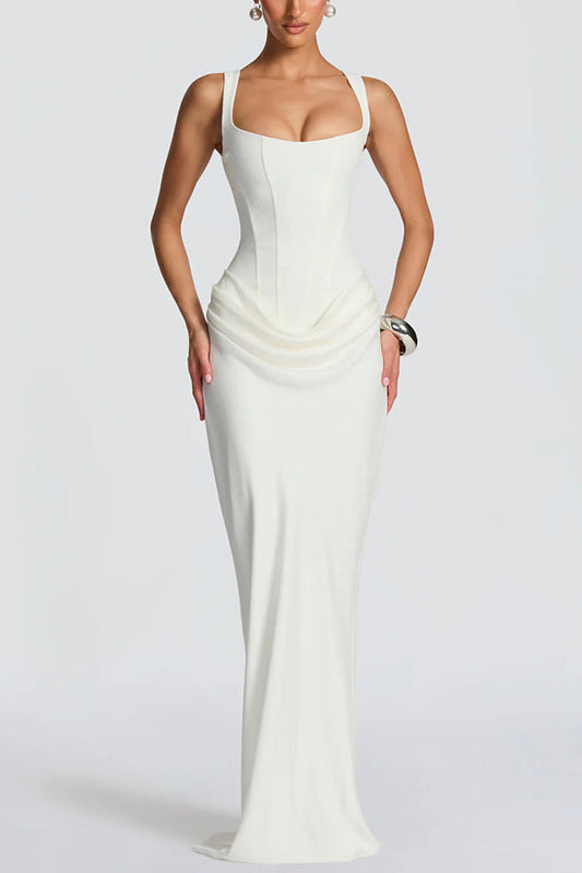 Eleonore | Square-neck satin maxi dress
