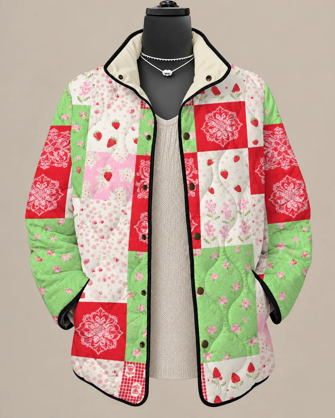 Rosalie | Strawberry Garden Patchwork Quilted Jacket