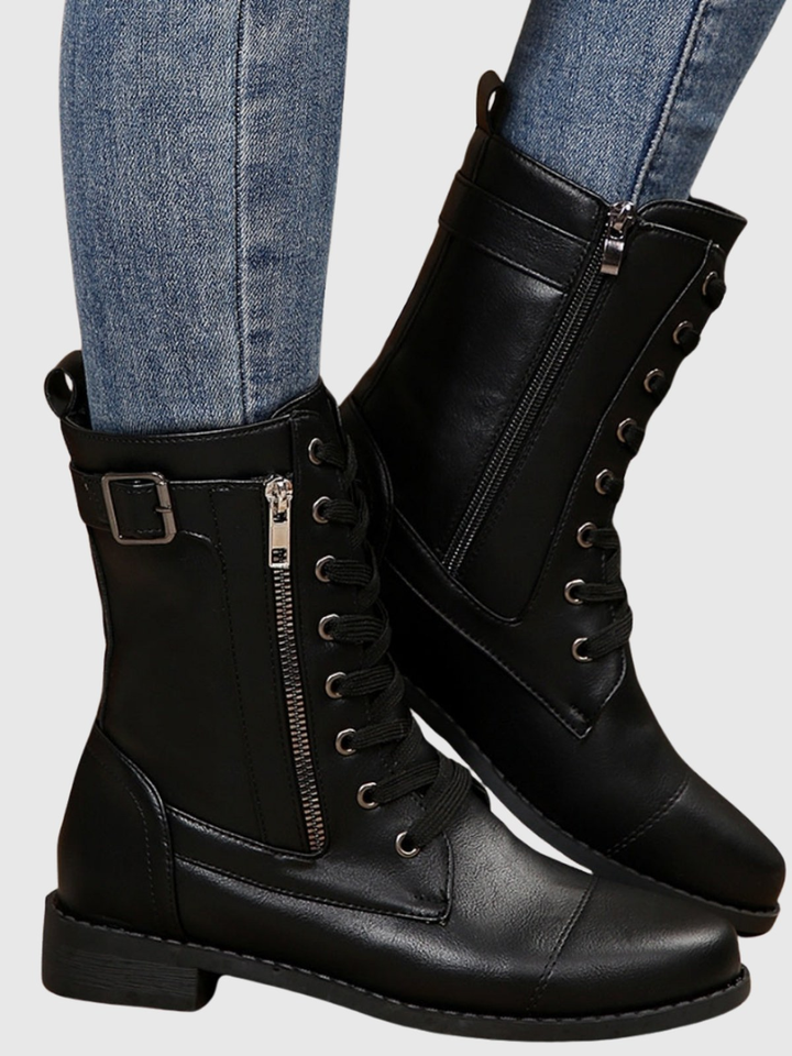 CARMINE | COMFORTABLE SIDE-ZIP LEATHER BOOTS