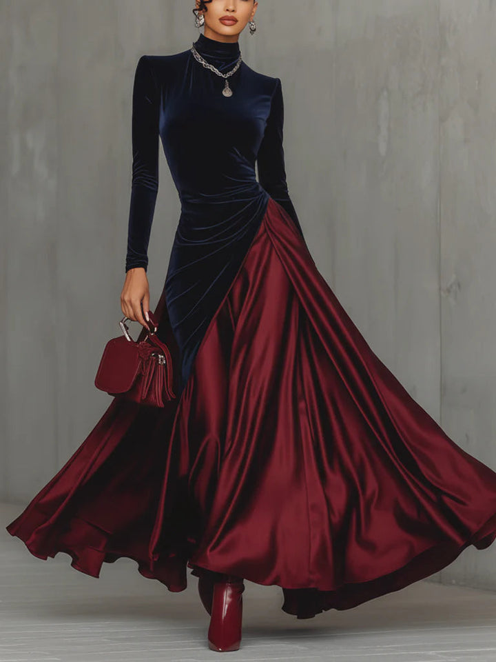 Lucrece | Two-tone velvet and satin maxi dress