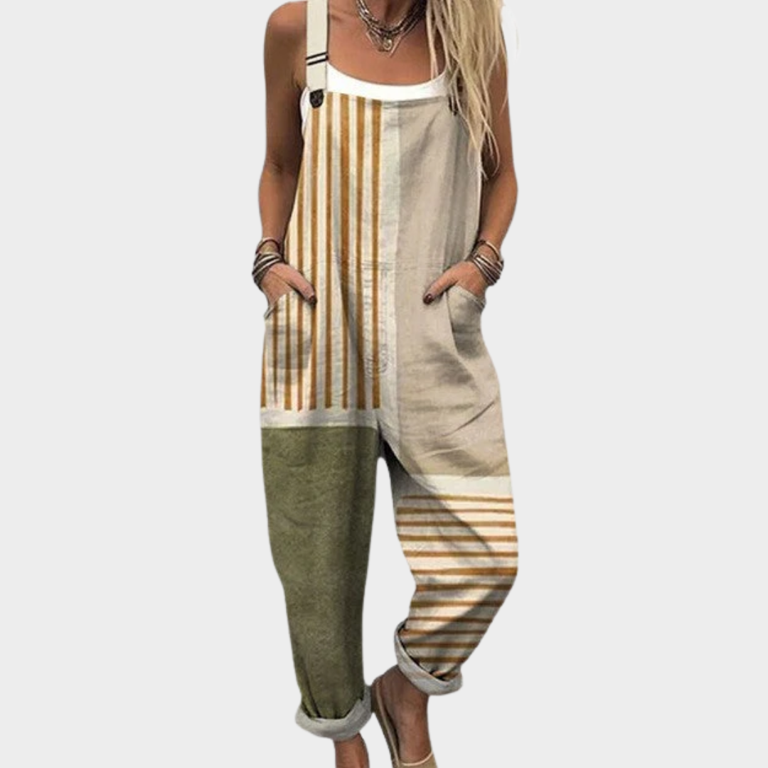 Jumpsuit — Green and orange stripes