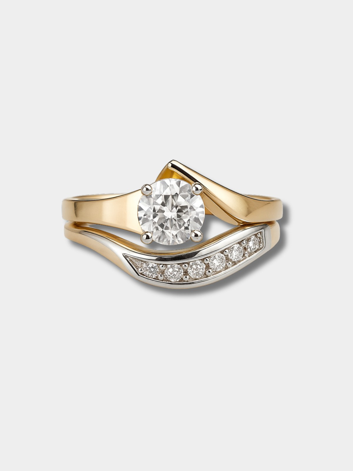 Karla – Vintage Asymmetric Gold and Silver Ring with Zirconia