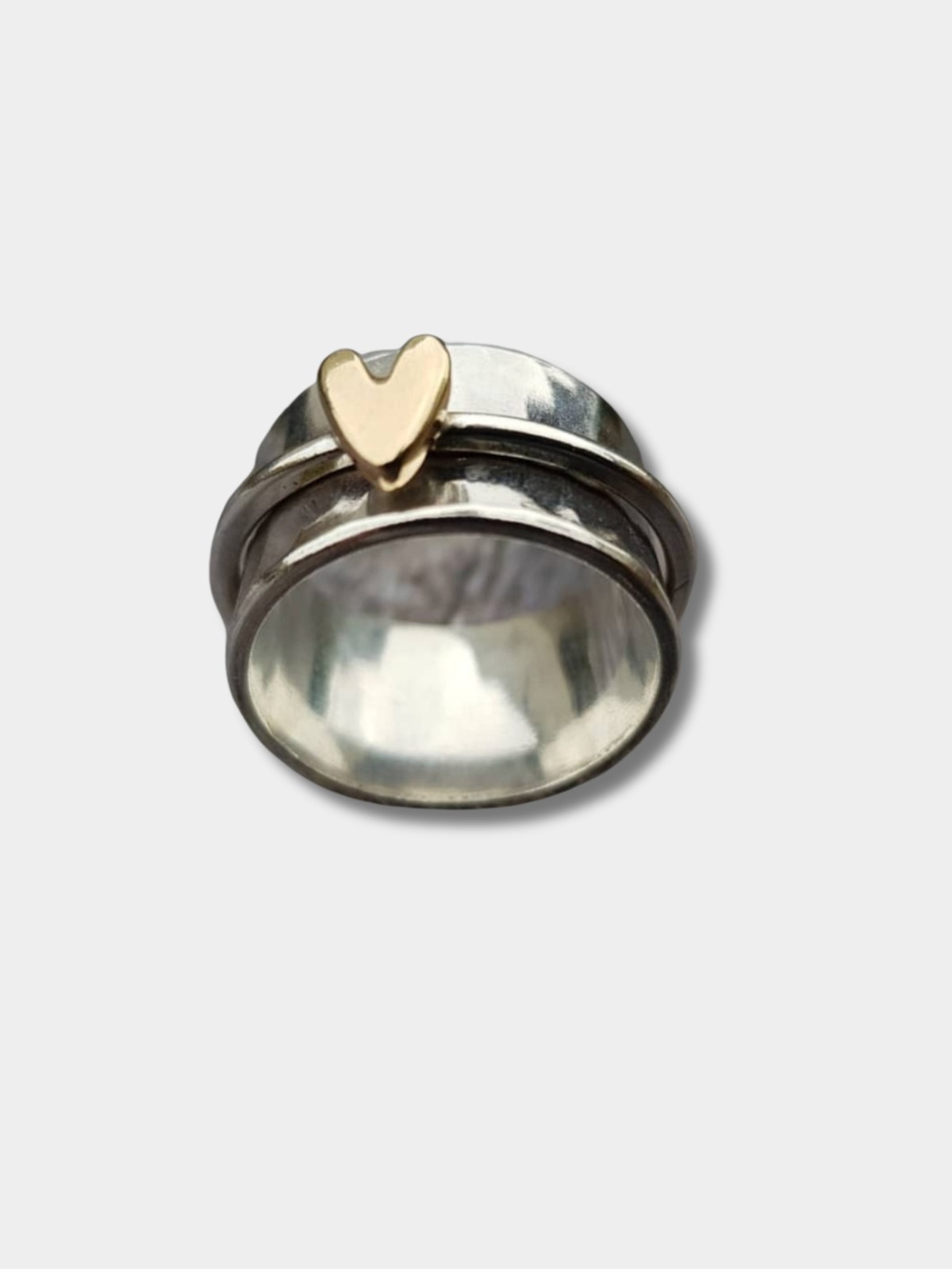 Silver Ring with Vintage Gold Heart