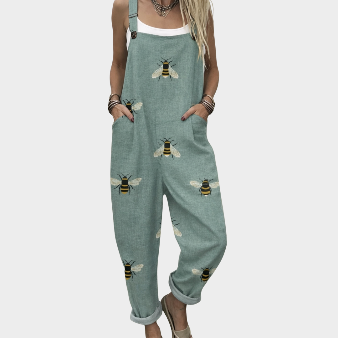 Jumpsuit — Bees, denim blue