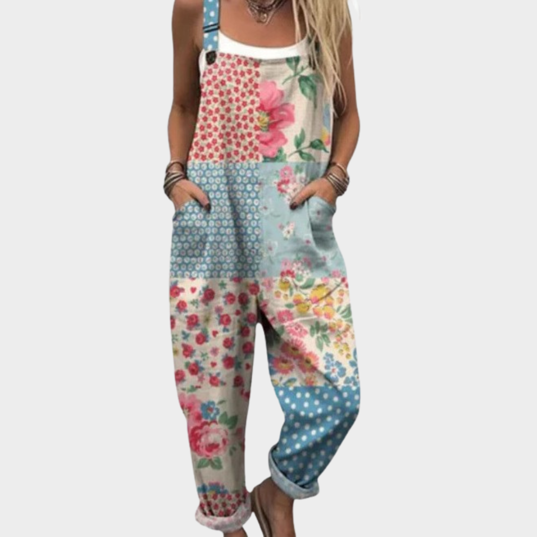 Jumpsuit — Pink flowers, patchwork