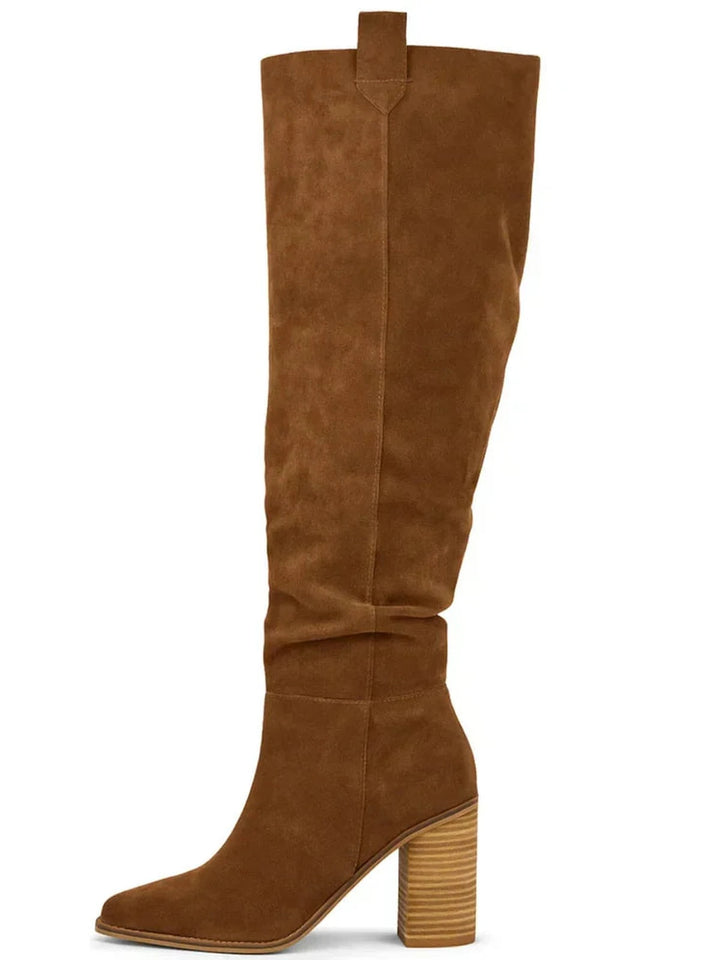 SUEVIRA™ | SUEDE BLOCK HEEL BOOTS