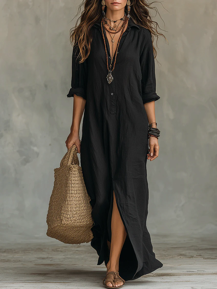 Soline | Loose button-through maxi dress