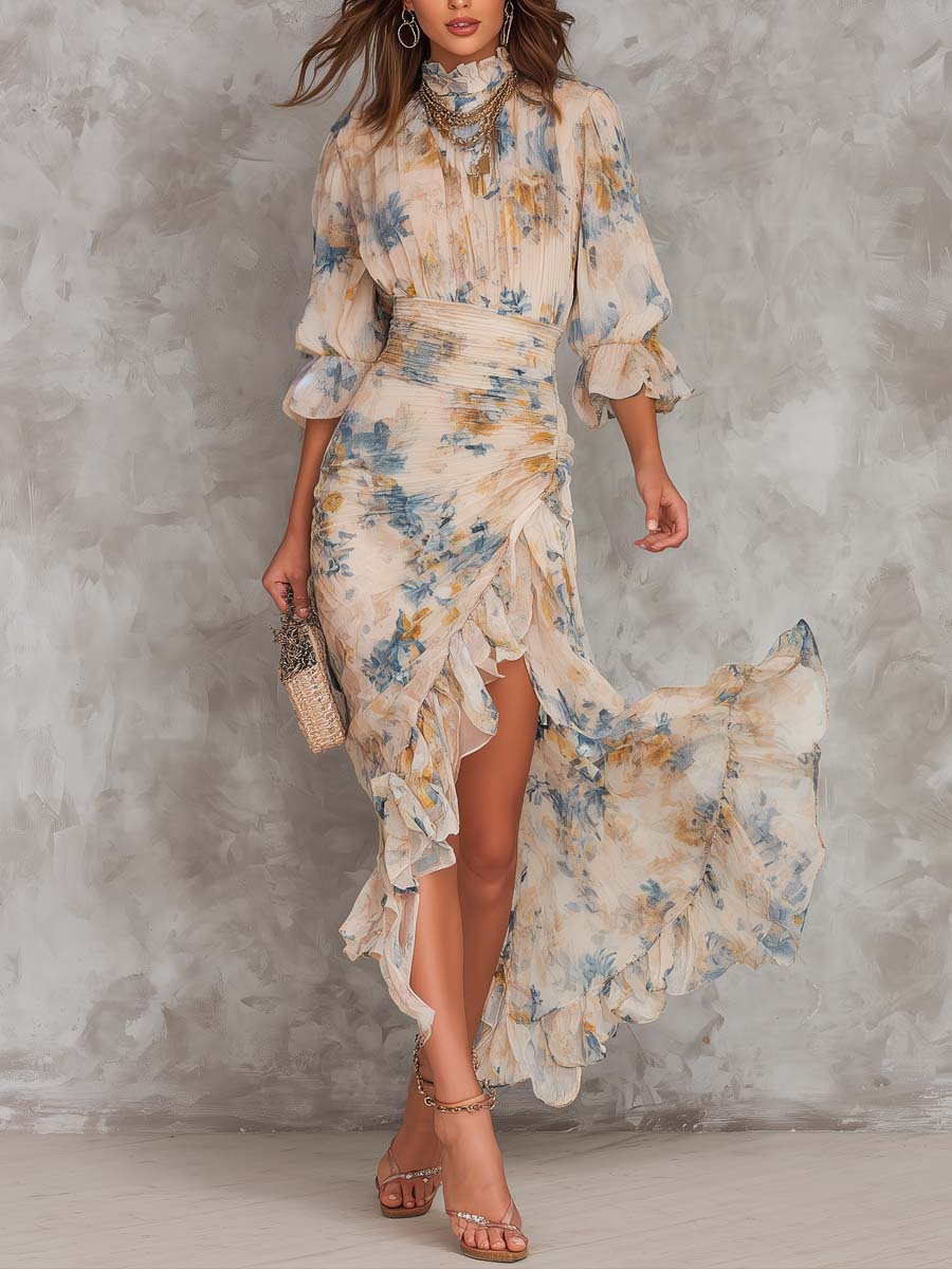 Cassia | Vintage floral tiered maxi dress