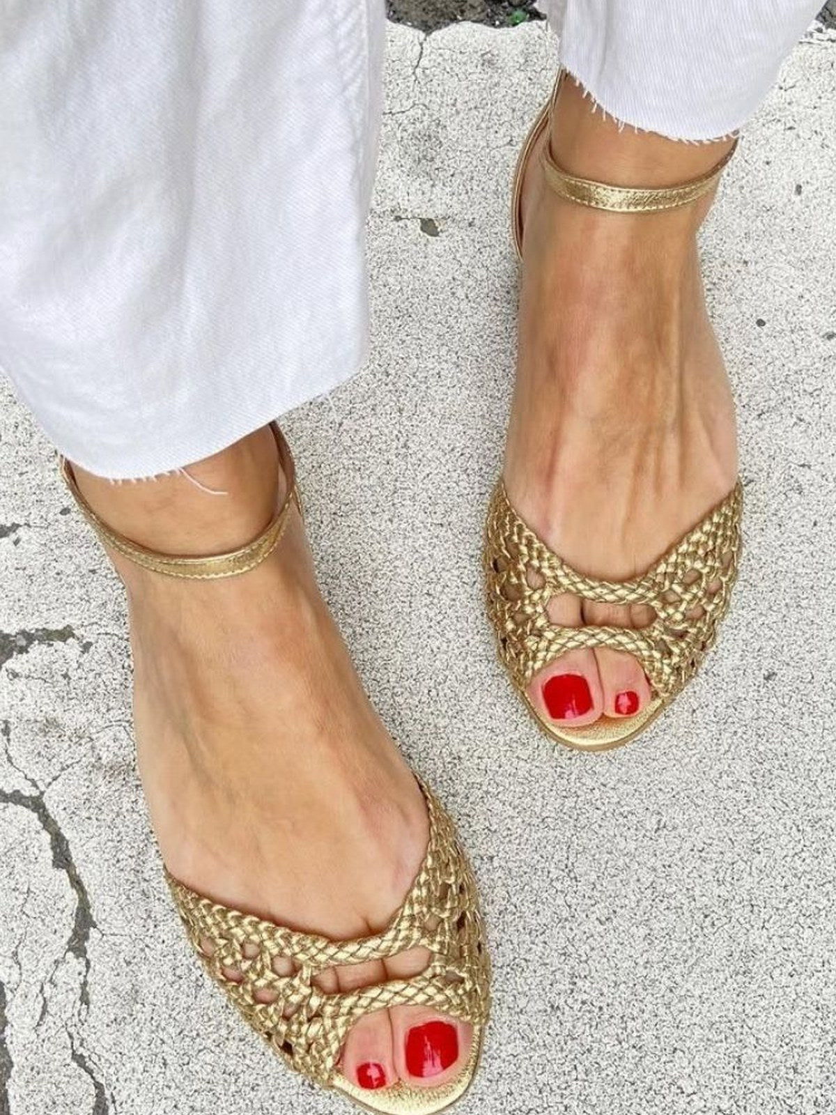 Isadora | Gold woven sandals